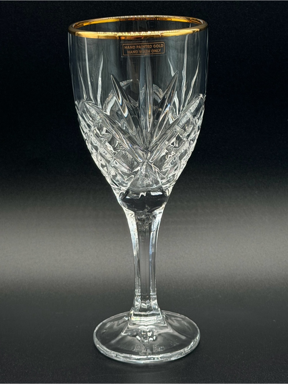Godinger Shannon Dublin Crystal Gold Rimmed Water Goblet Wine Glass 10oz MINT